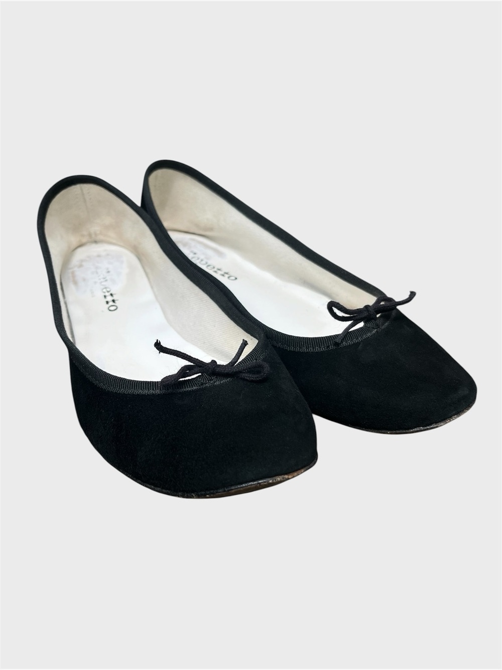 Repetto Black Suede Ballet Flats with Bow